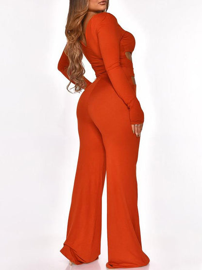 Jumpsuits Long Sleeve Cut-Waist Skinny Jumpsuit - LuckyFash™