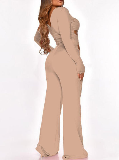 Jumpsuits Long Sleeve Cut-Waist Skinny Jumpsuit - LuckyFash™