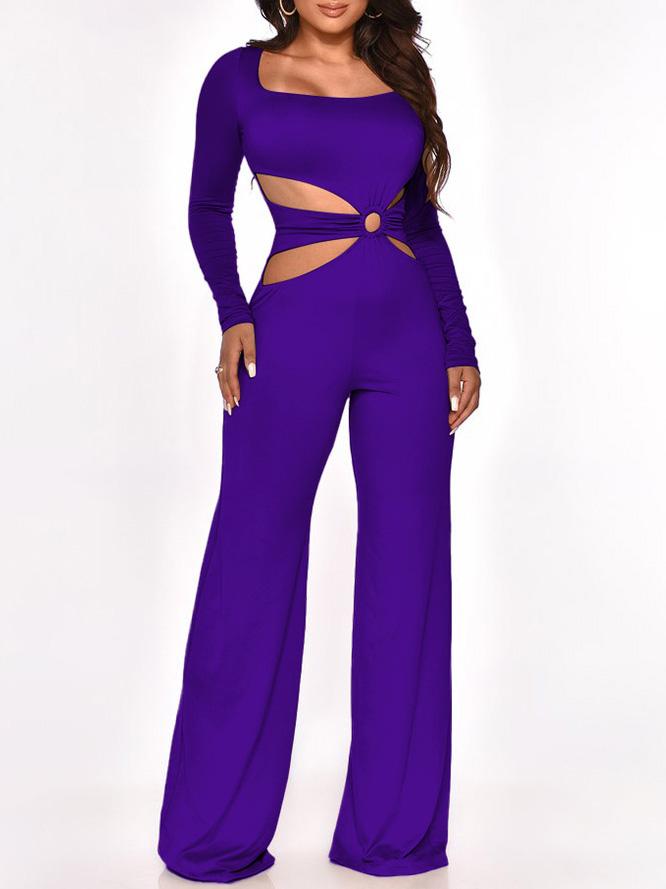 Jumpsuits Long Sleeve Cut-Waist Skinny Jumpsuit - LuckyFash™