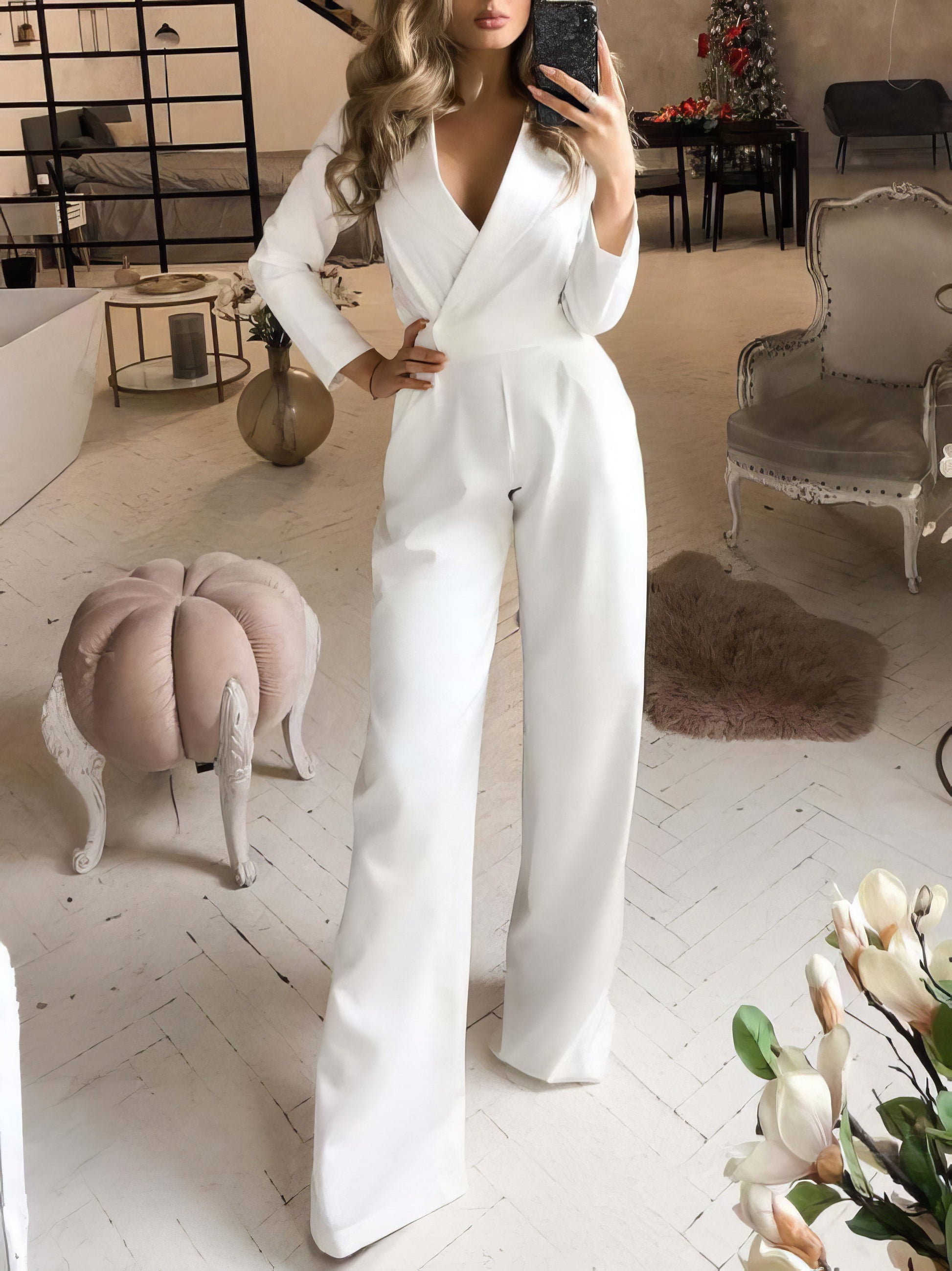 Jumpsuits Solid Long Sleeve Slim Fit Jumpsuit - LuckyFash™