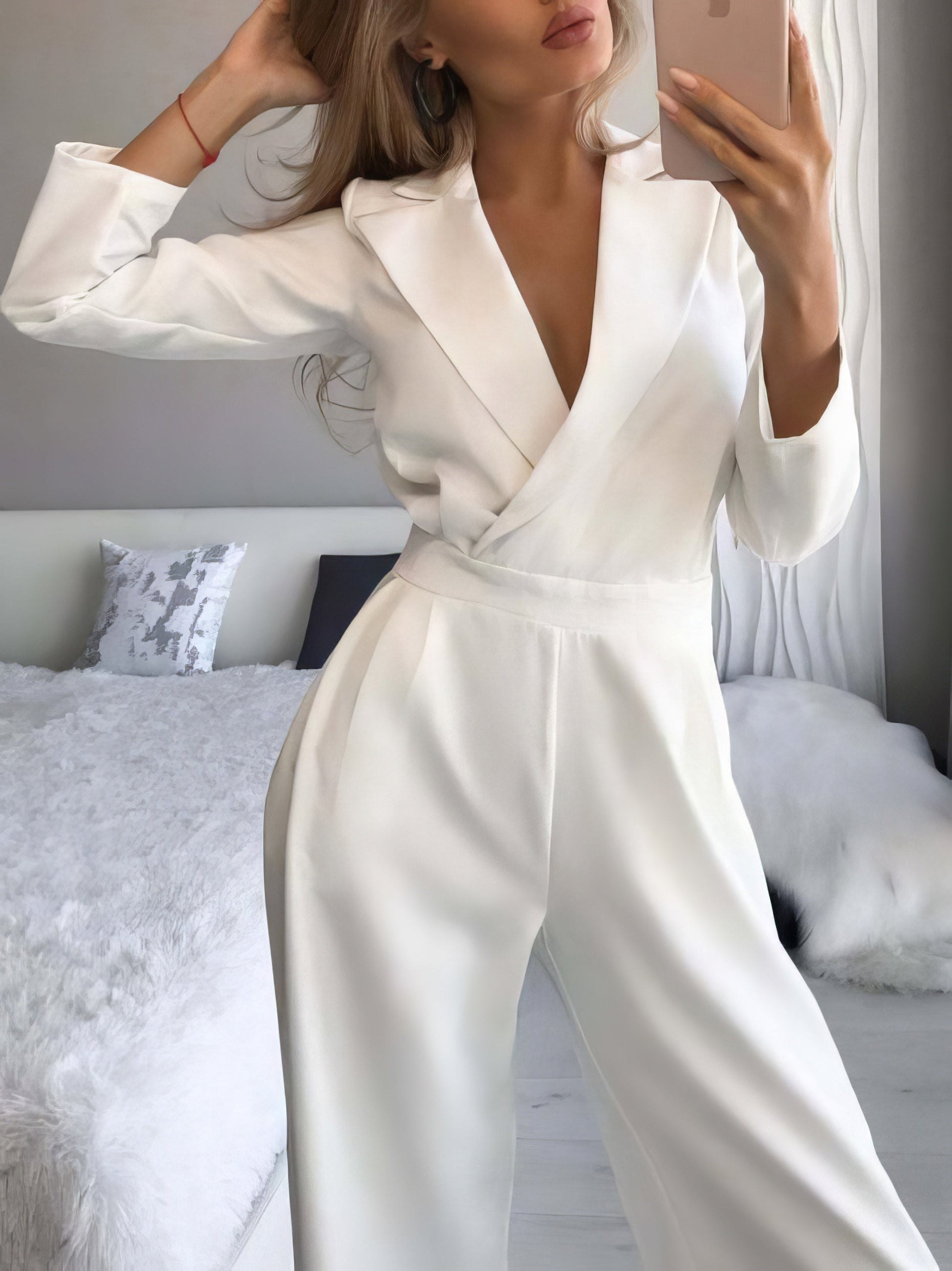 Jumpsuits Solid Long Sleeve Slim Fit Jumpsuit - LuckyFash™