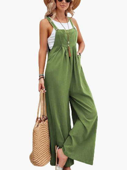 Jumpsuits Solid Pocket Wide Leg Casual Jumpsuit - LuckyFash™