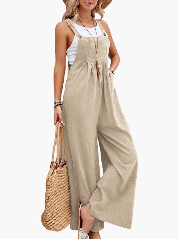 Jumpsuits Solid Pocket Wide Leg Casual Jumpsuit - LuckyFash™