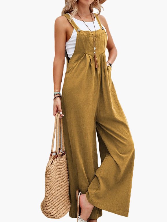 Jumpsuits Solid Pocket Wide Leg Casual Jumpsuit - LuckyFash™