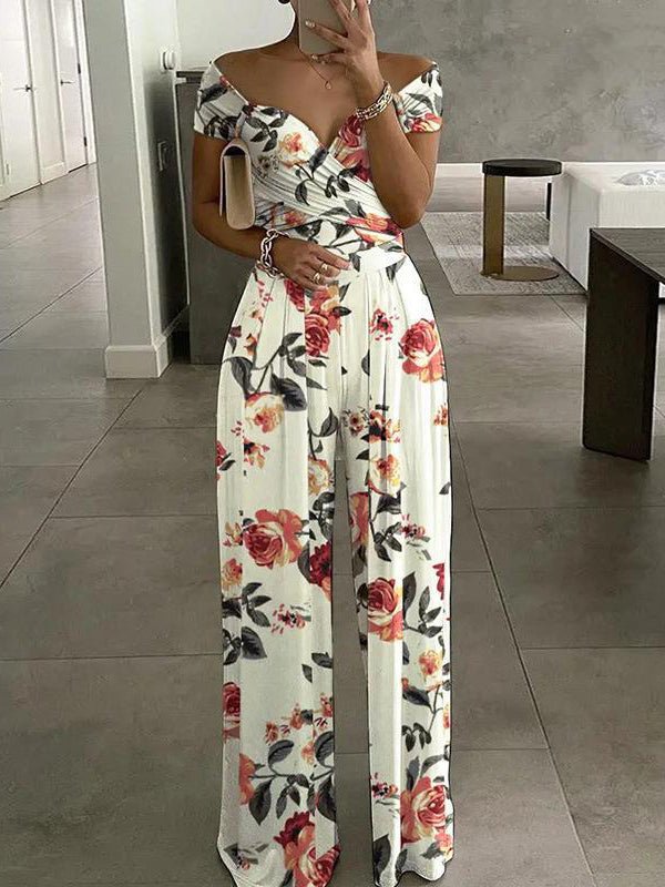 Jumpsuits Temperament Casual Printing High Waist Off Shoulder Jumpsuit - LuckyFash™