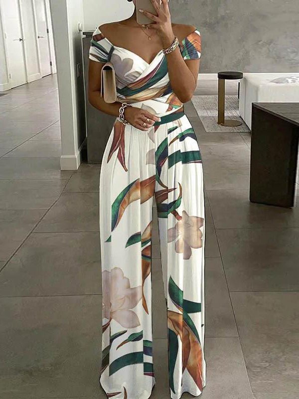 Jumpsuits Temperament Casual Printing High Waist Off Shoulder Jumpsuit - LuckyFash™