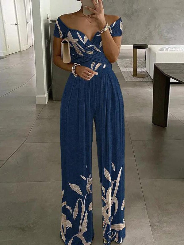 Jumpsuits Temperament Casual Printing High Waist Off Shoulder Jumpsuit - LuckyFash™