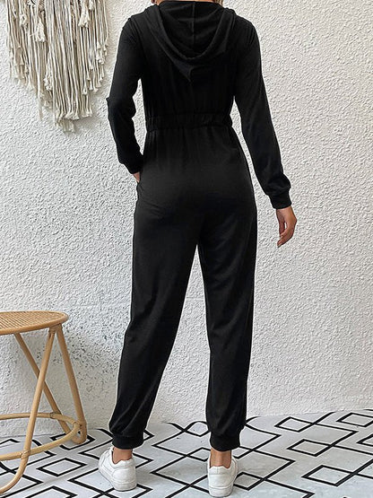 Jumpsuits Zip Long Sleeve Hooded Casual Jumpsuit - LuckyFash™