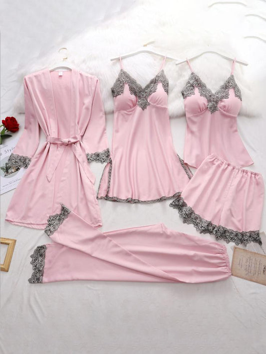 Pajamas 5-Piece Set Of Comfortable Lace Home Wear Pajamas - LuckyFash™