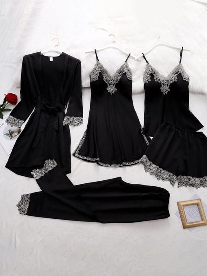 Pajamas 5-Piece Set Of Comfortable Lace Home Wear Pajamas - LuckyFash™