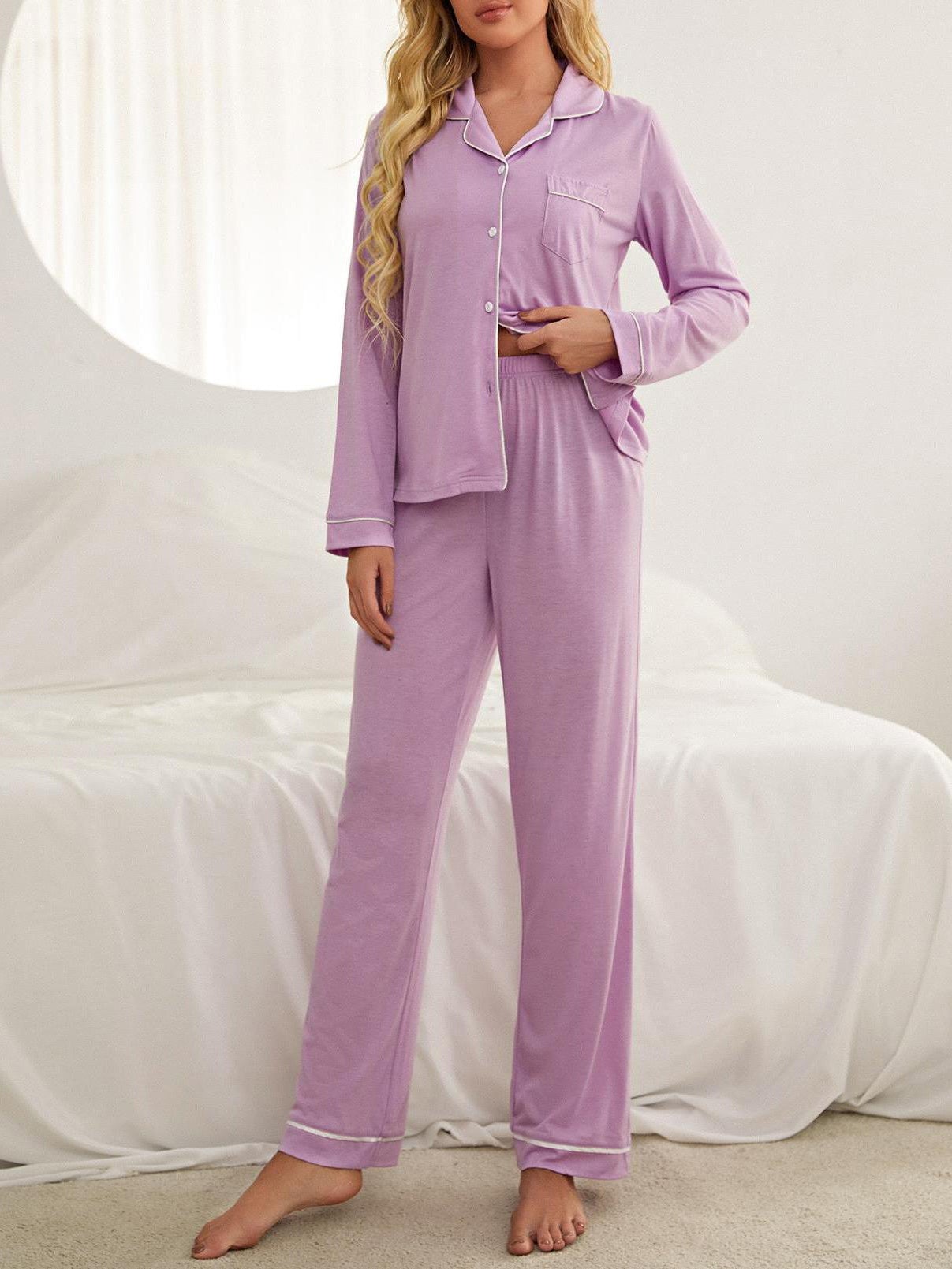 Women's Pajamas Long Sleeve Cardigan Trousers Home Wear Pajamas - LuckyFash™