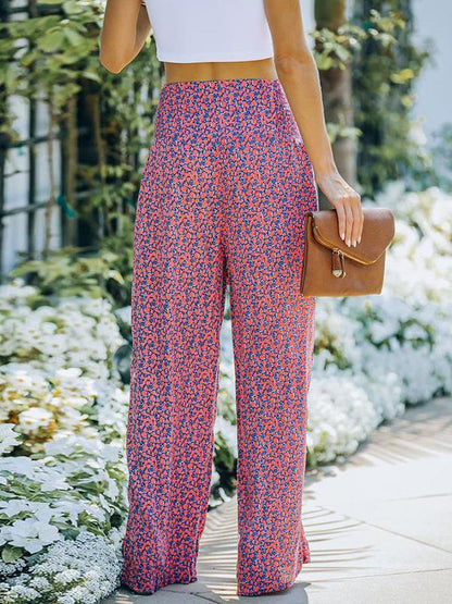 Women's Pants Printed High Waist Lace-Up Wide Leg Pants - LuckyFash™