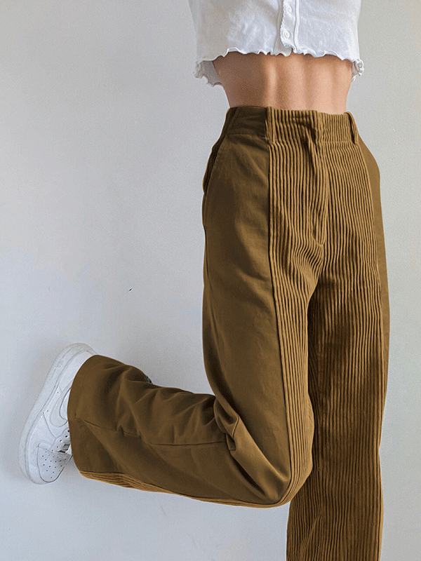 Women's Pants Pure Straight-Leg Corduroy Casual Pant - LuckyFash™