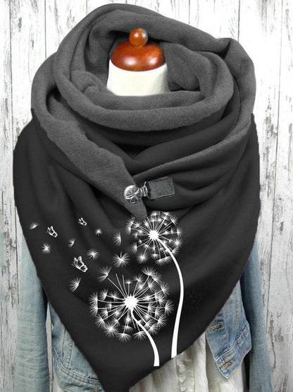 Women's Scarfs Dandelion Print Warm Buttoned Scarf - LuckyFash™