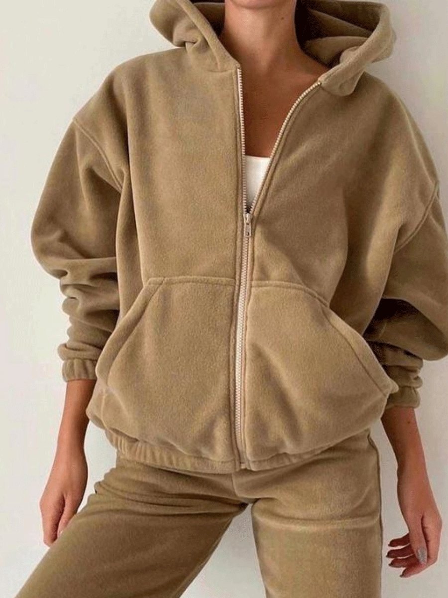 Women's Sets Fashion Sports Zipper Pocket Hoody Two-Piece Suit - LuckyFash™