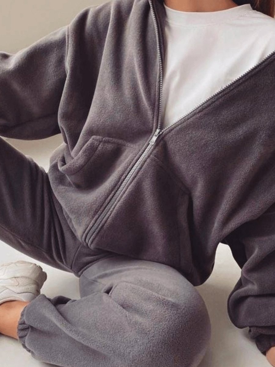 Women's Sets Fashion Sports Zipper Pocket Hoody Two-Piece Suit - LuckyFash™