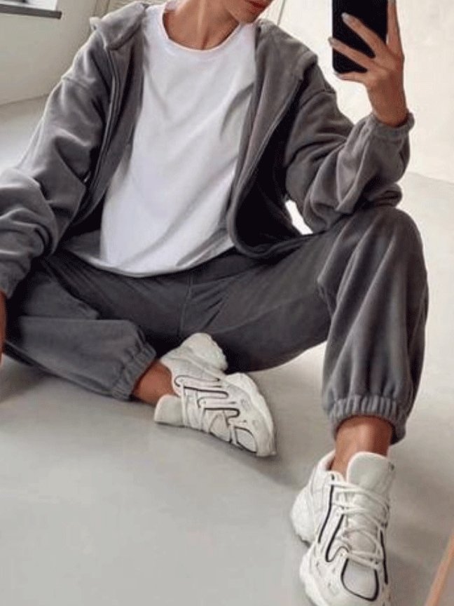 Women's Sets Fashion Sports Zipper Pocket Hoody Two-Piece Suit - LuckyFash™
