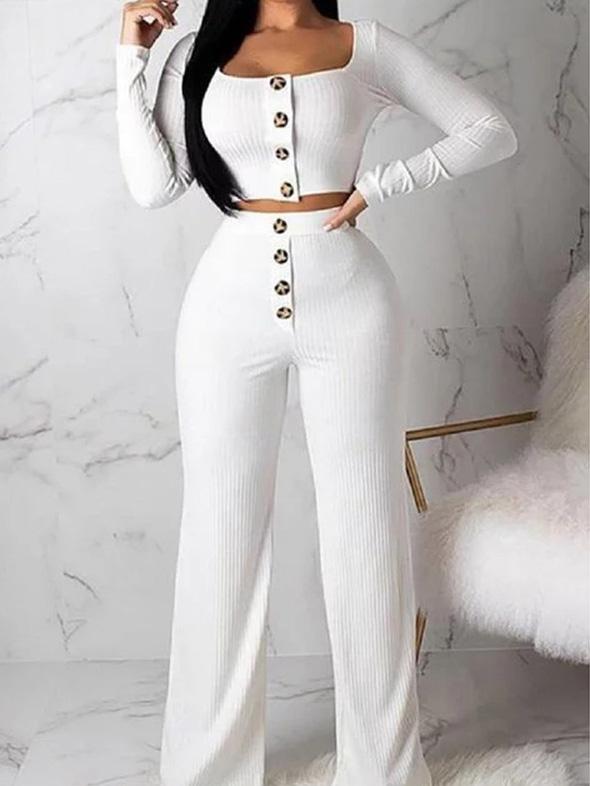 Women's Sets Long Sleeve Cardigan Slim Buttoned Casual Two-Piece Suit - LuckyFash™