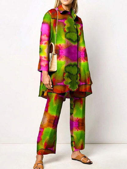 Women's Sets Printed Long Sleeve Shirt & Pants Two Piece Set - LuckyFash™