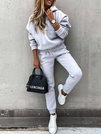Women's Sets Solid Long Sleeve Hoody & Pants Two-Piece Set - LuckyFash™
