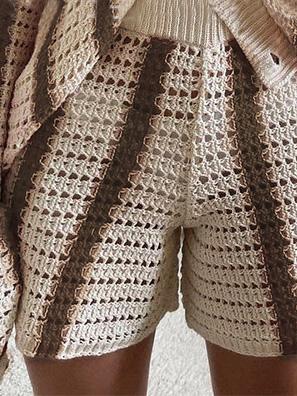 Women's Shorts Sweet Striped Hollow Knit Shorts - LuckyFash™