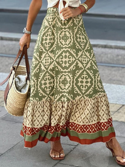 Women's Skirts Casual Vintage Print Elastic Waist Skirt - LuckyFash™