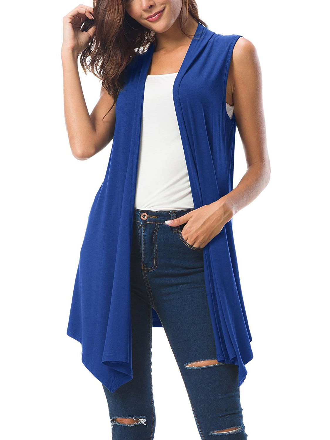 Sleeveless Draped Open Front Cardigan - LuckyFash™
