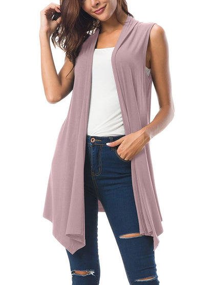 Sleeveless Draped Open Front Cardigan - LuckyFash™