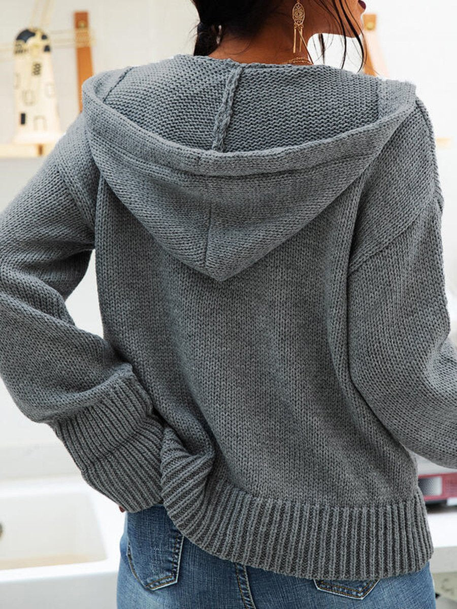 Women's Sweaters Button Hooded Long Sleeve Cardigan Sweater - LuckyFash™