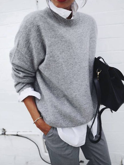 Sweaters Round Neck Long Sleeve Sweater - LuckyFash™