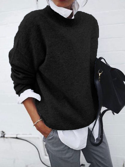 Sweaters Round Neck Long Sleeve Sweater - LuckyFash™