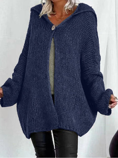 Women's Sweaters Solid Doll Sleeve Hooded Sweater - LuckyFash™