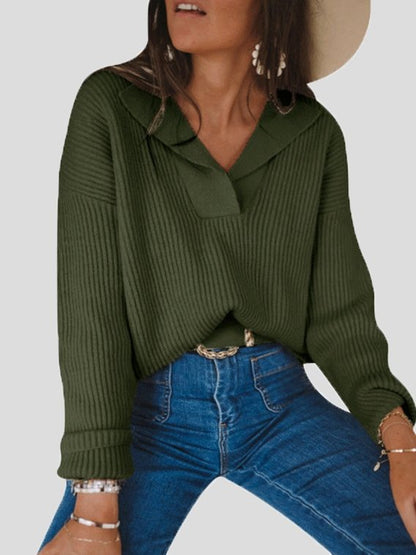 Women's Sweaters Suit V-Neck Long Sleeve Pullover Knitted Sweater - LuckyFash™