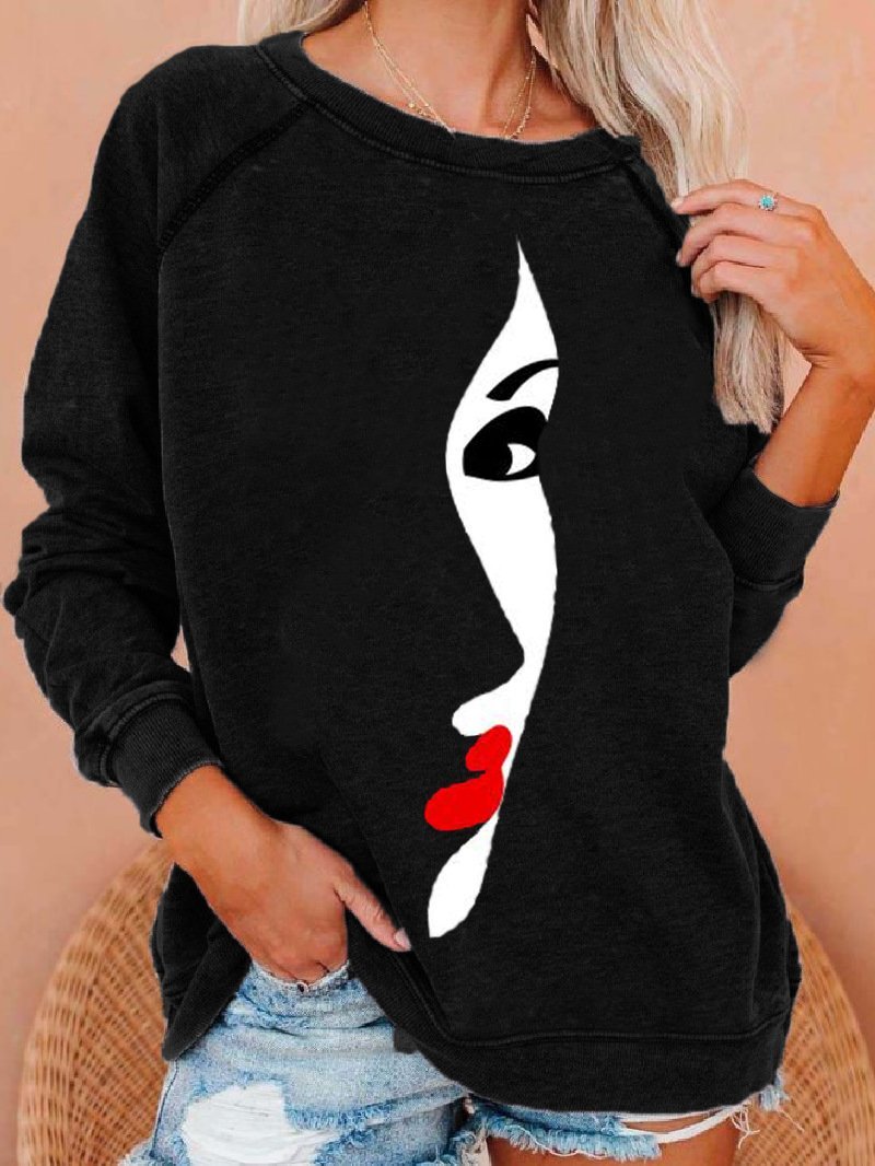 T-Shirts Abstract Print Long Sleeve Round Neck T-Shirts - LuckyFash™