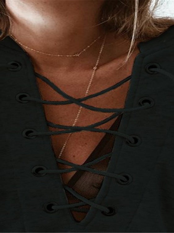 Women's T-Shirts Casual Belted Long Sleeve T-Shirts - LuckyFash™