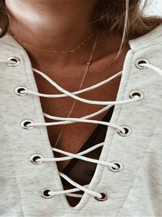 Women's T-Shirts Casual Belted Long Sleeve T-Shirts - LuckyFash™
