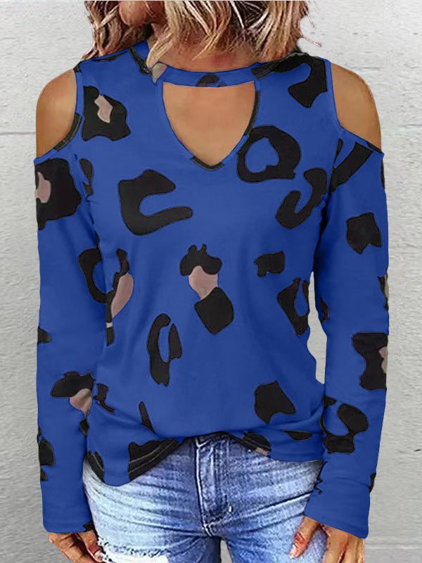 T-Shirts Casual Printed Off Shoulder Long Sleeve T-Shirt - LuckyFash™