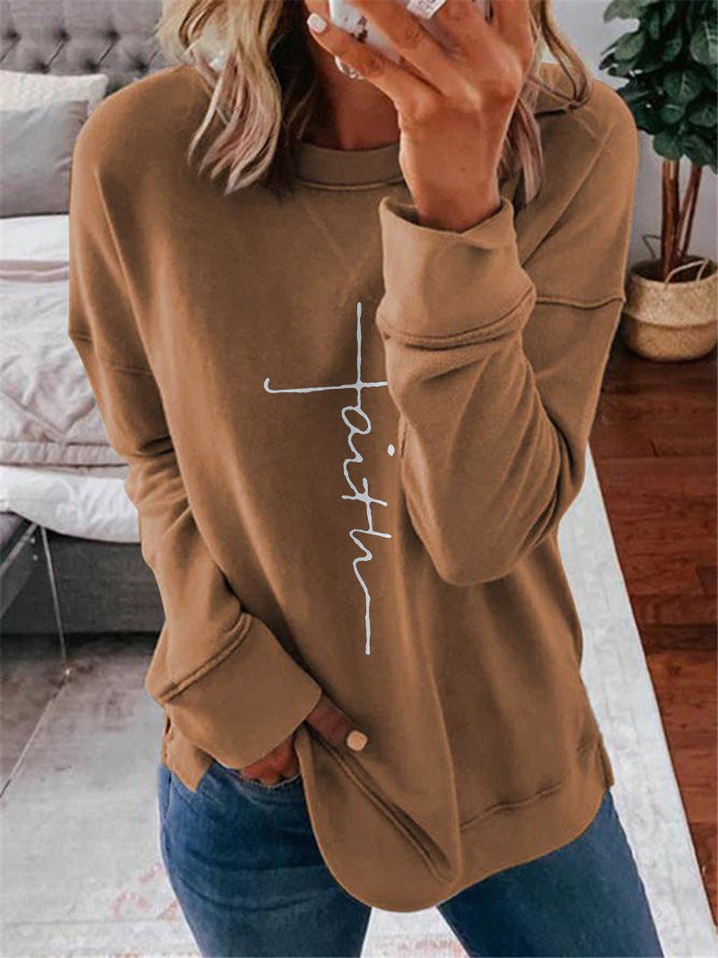 T-Shirts Casual Printed Round Neck Long Sleeve T-Shirt - LuckyFash™