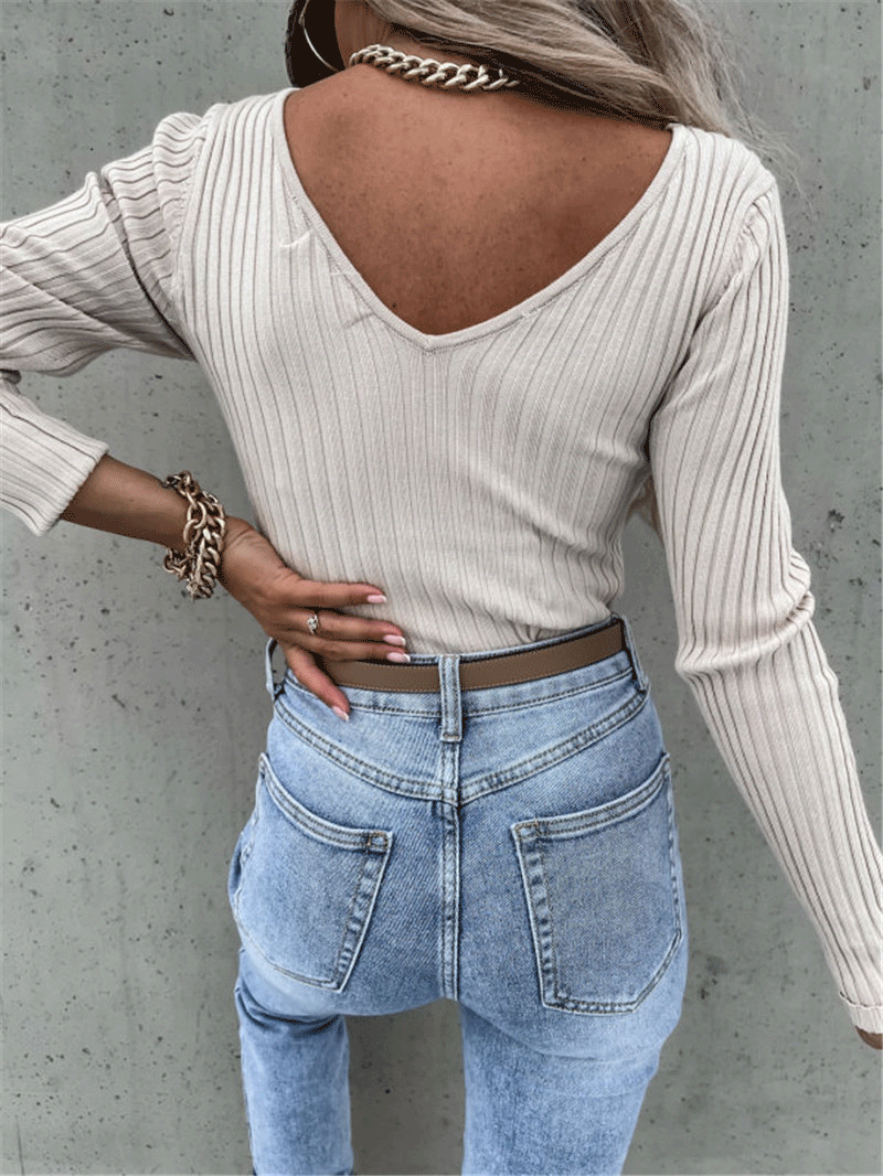 Women's T-Shirts Casual Slim Type Solid Long Sleeve T-Shirt - LuckyFash™