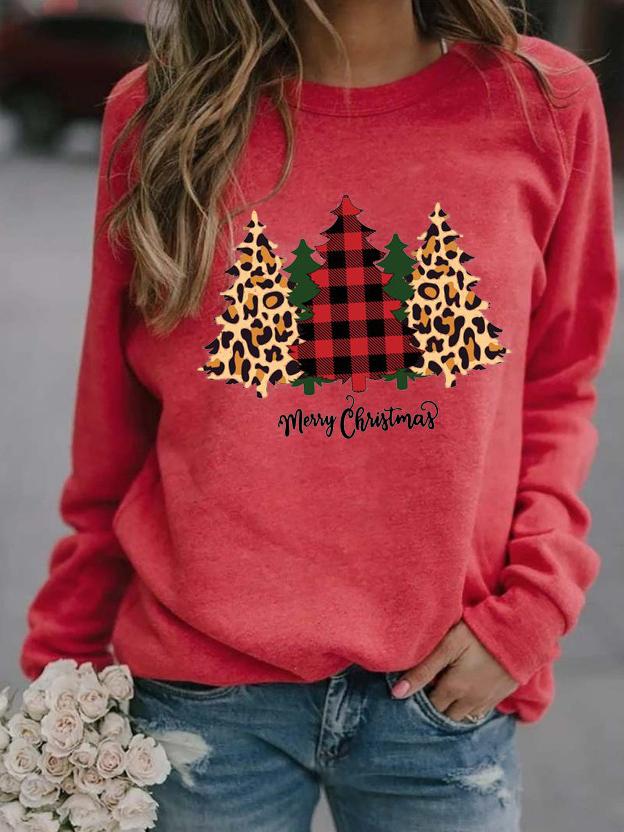 T-Shirts Christmas Tree Round Neck Long Sleeve T-Shirt - LuckyFash™