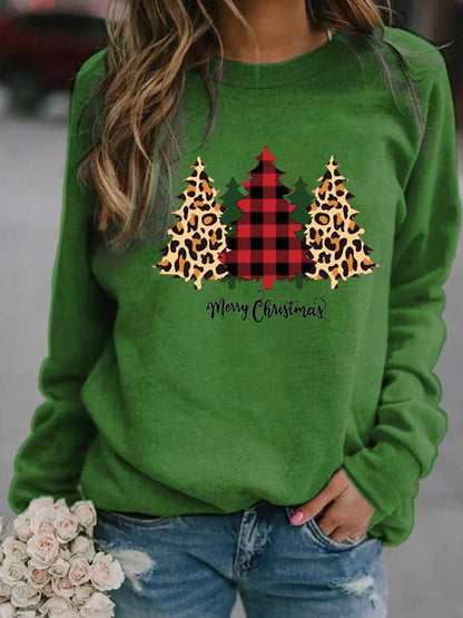 T-Shirts Christmas Tree Round Neck Long Sleeve T-Shirt - LuckyFash™