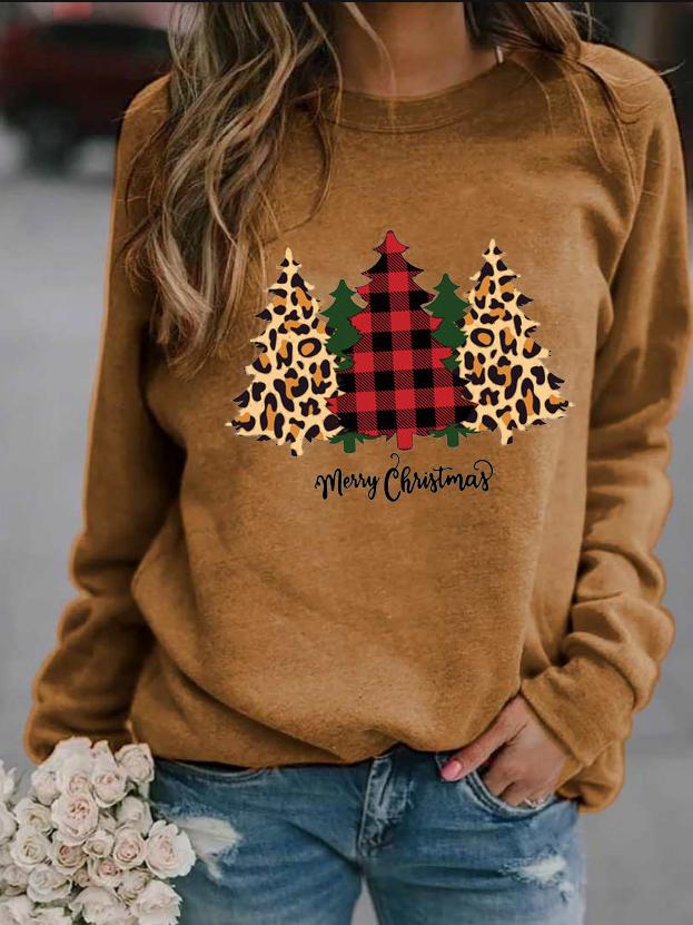 T-Shirts Christmas Tree Round Neck Long Sleeve T-Shirt - LuckyFash™