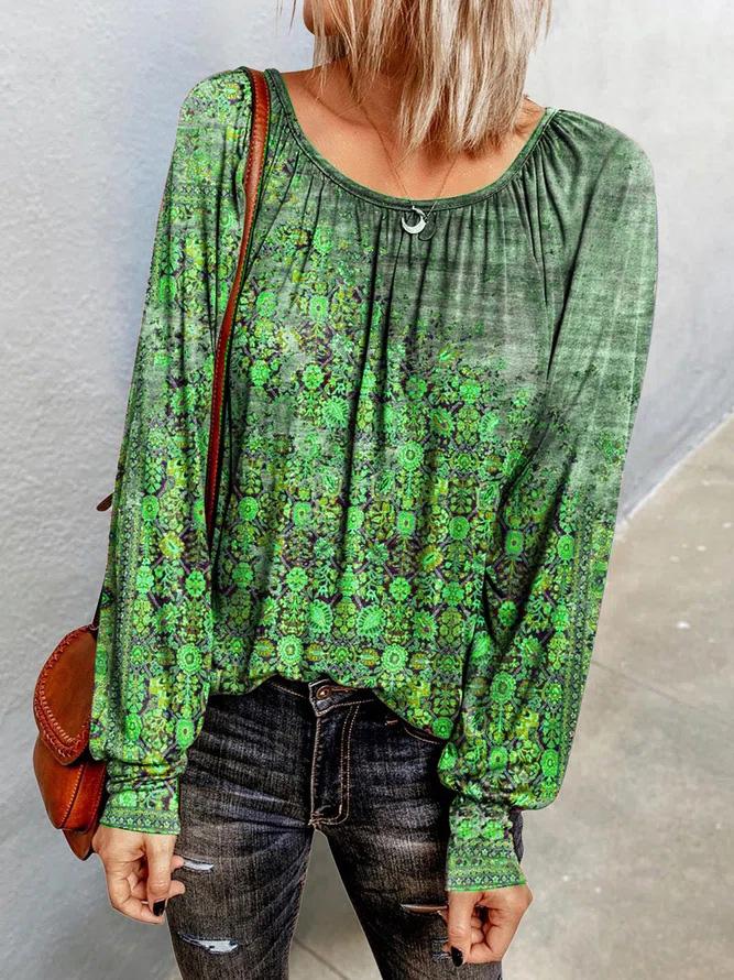 Women's T-Shirts Floral Long Sleeve Round Neck T-Shirt - LuckyFash™