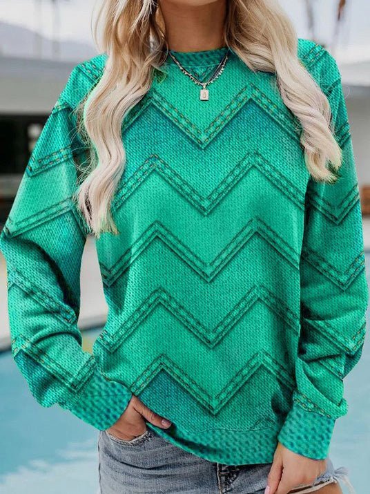 T-Shirts Geometric Print Casual Long Sleeve Sweatshirt - LuckyFash™