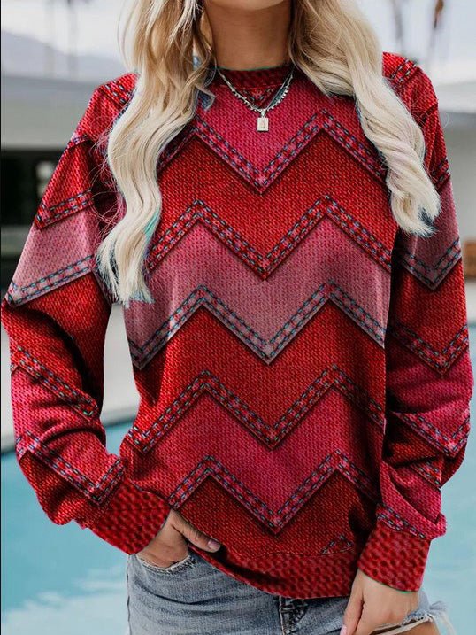 T-Shirts Geometric Print Casual Long Sleeve Sweatshirt - LuckyFash™