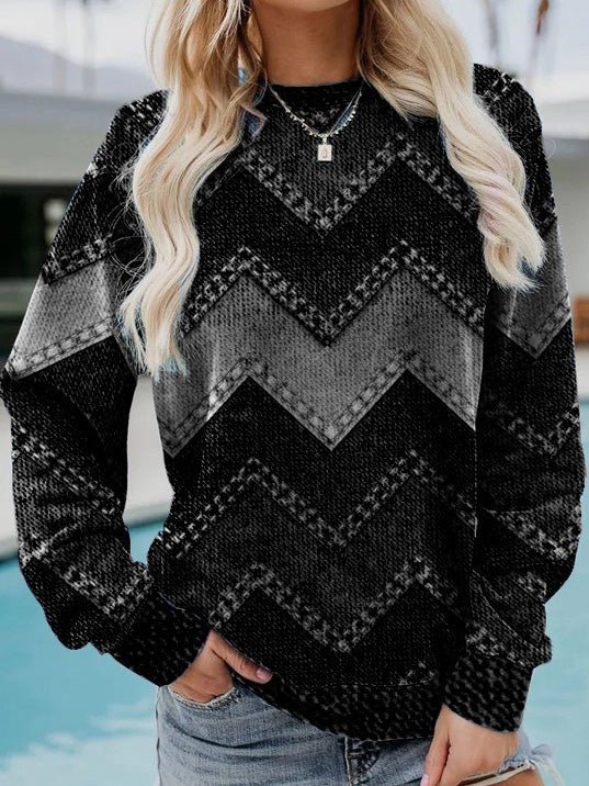 T-Shirts Geometric Print Casual Long Sleeve Sweatshirt - LuckyFash™