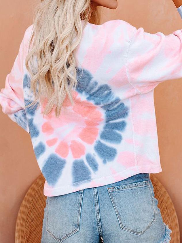 T-Shirts Gradient Tie-Dye Long Sleeve Pullover Loose T-Shirts - LuckyFash™