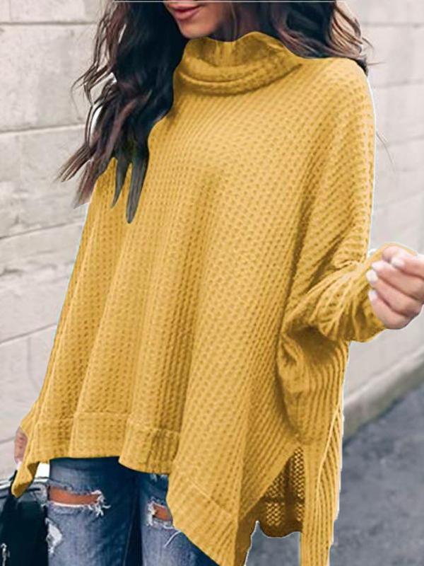 Women's T-Shirts High Collar Long Sleeve Irregular Knitted T-Shirt - LuckyFash™
