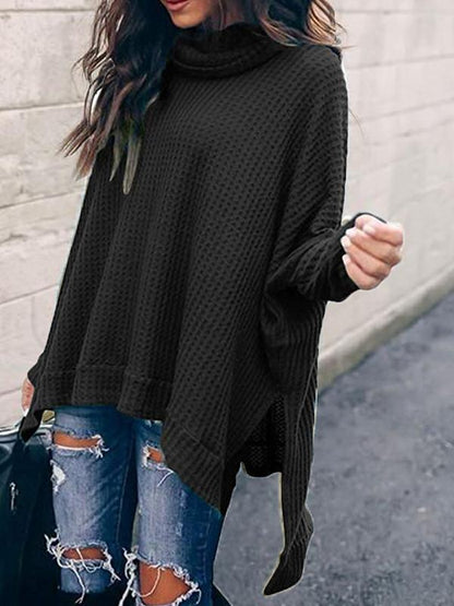 Women's T-Shirts High Collar Long Sleeve Irregular Knitted T-Shirt - LuckyFash™