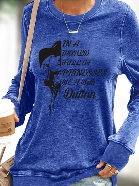 Women's T-Shirts Letter Print Round Neck Long Sleeve Casual T-Shirts - LuckyFash™